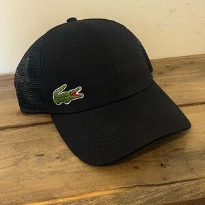 Lacoste Black Mesh Cap with Green Crocodile Patch men women